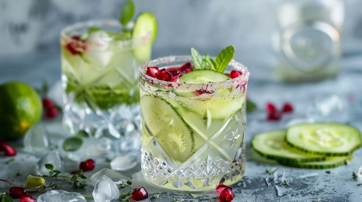 Rezept für fruchtigen Cocktail mit Gin auf inspirierendem Bild