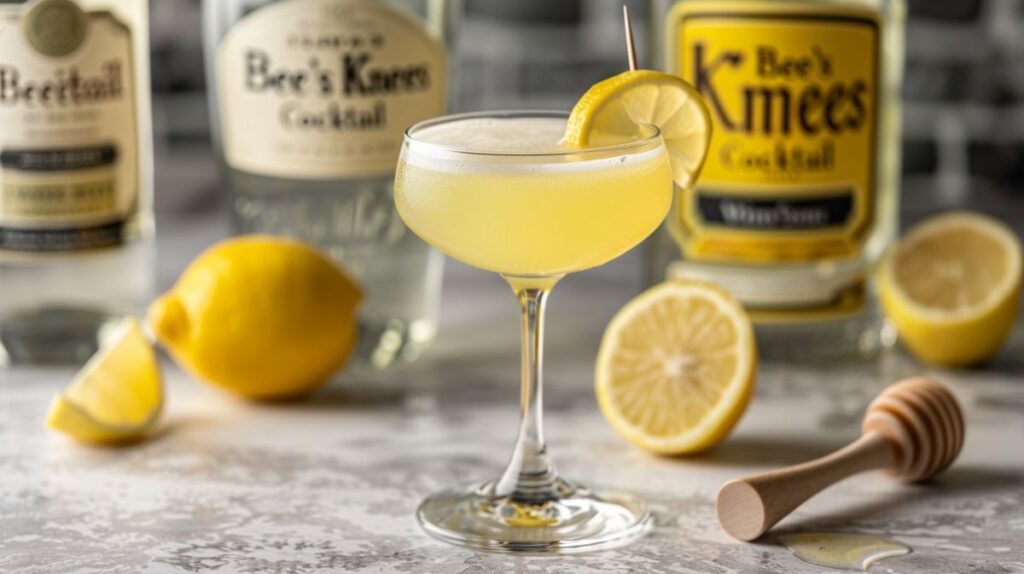 Bee's Knees Cocktail Rezept und Zubereitung in einem eleganten Glas