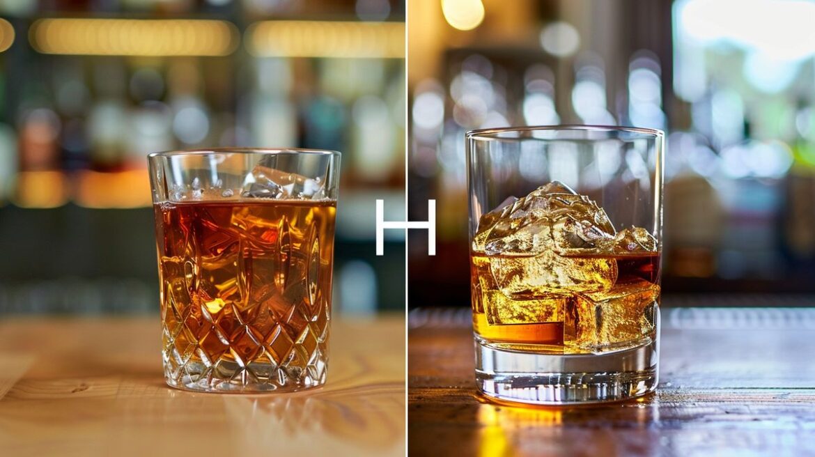 Comparing Bourbon and Whisky in a detailed infographic