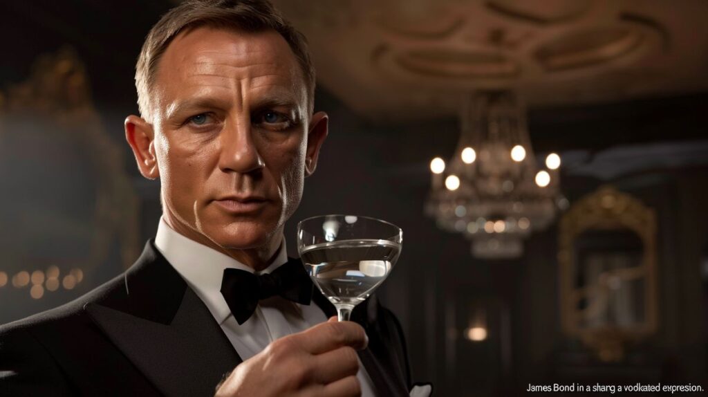 James Bond Vodka Martini in eleganter Cocktailglas-Präsentation auf '%output15%