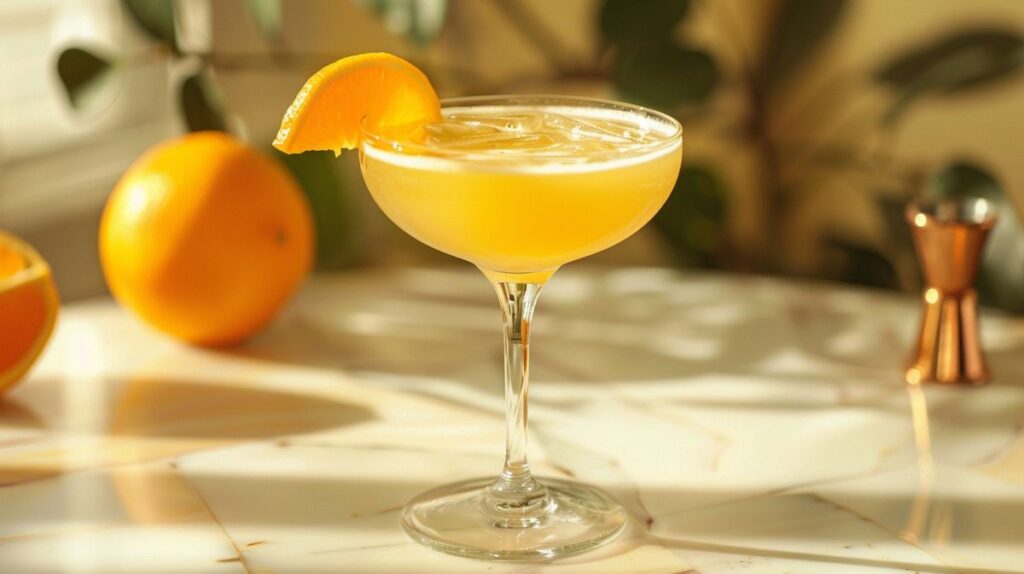 Cocktail mit Cointreau und Gin in einem eleganten Glas garniert