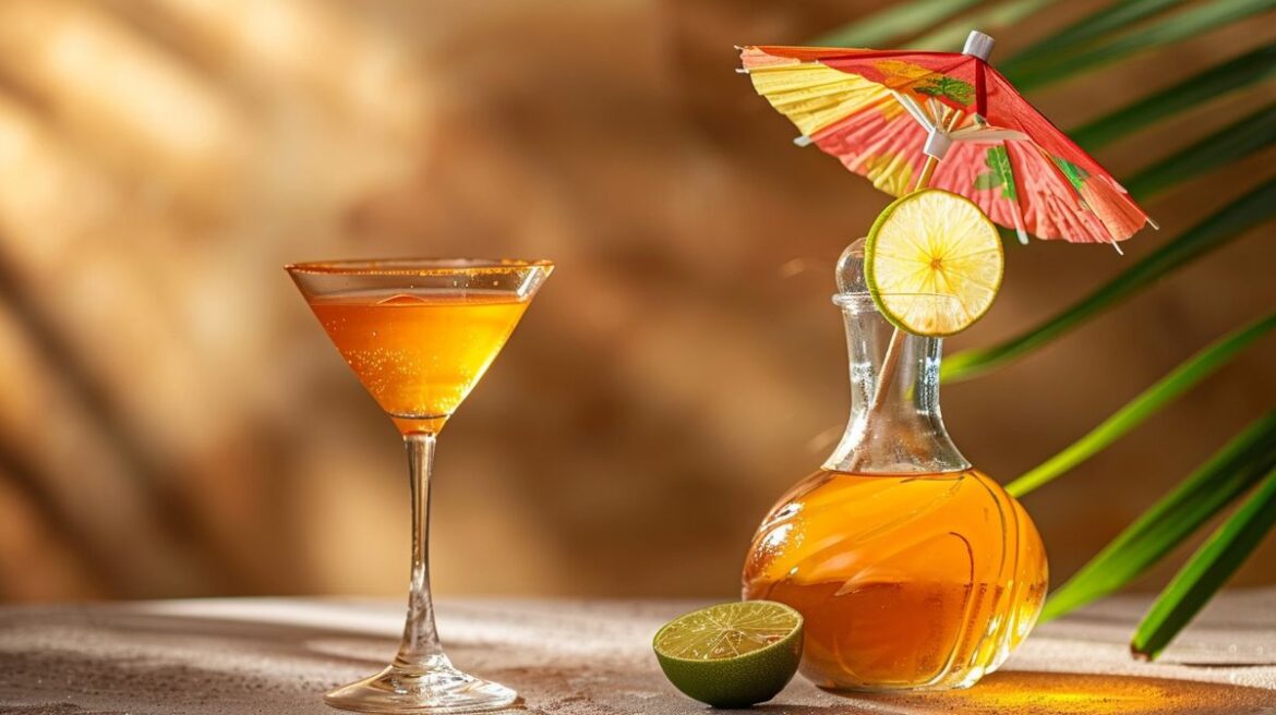Anleitung zur Herstellung von Zuckersirup für Cocktails, dargestellt durch Bildschritte und Zutaten