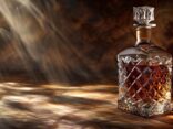 Flasche des teuersten Rums der Welt auf elegantem Hintergrund