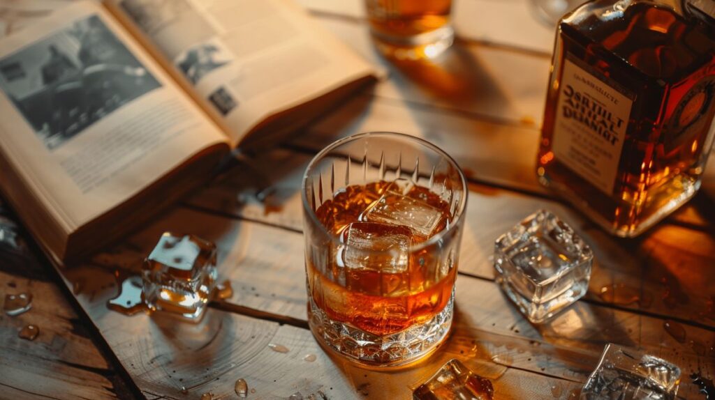 Whiskey für Einsteiger, perfekt arrangierte Auswahl auf Holztisch