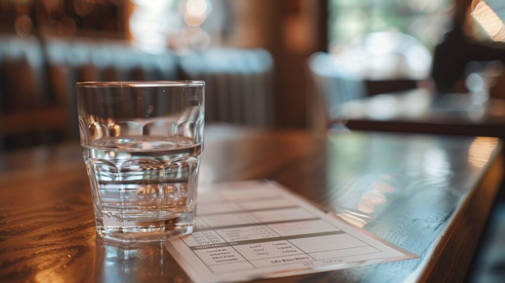 Arapow Vodka Test Flasche auf einem Tisch neben einem Glas mit Eis